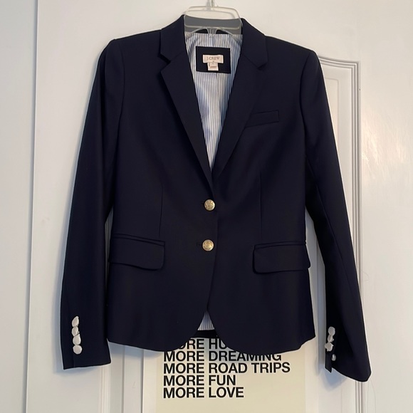 NWOT Classic J. Crew Navy Blue Blazer with Gold Buttons Size 2